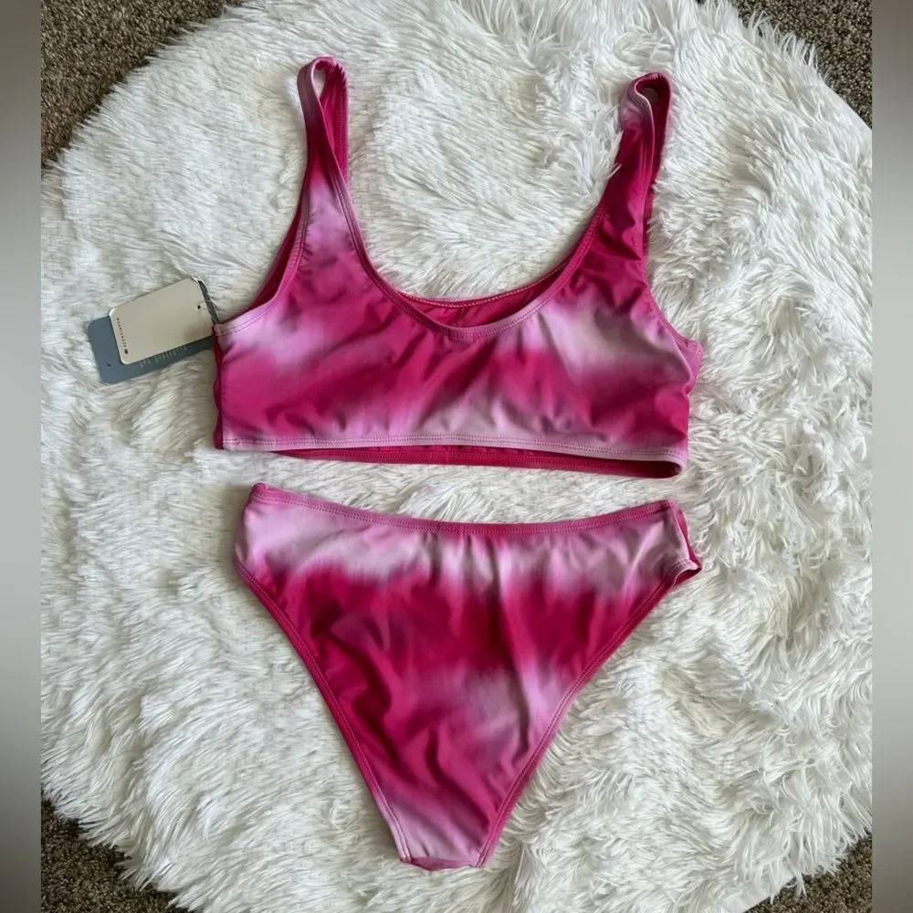 Mossman Australia‎ Bikini Swimsuit New Pink Tie Dye 2 Piece Womens Size Medium